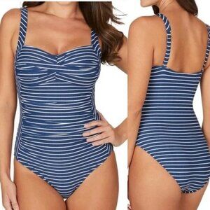 NIP TUCK SWIM One Piece Swimsuit Blue White Stripe